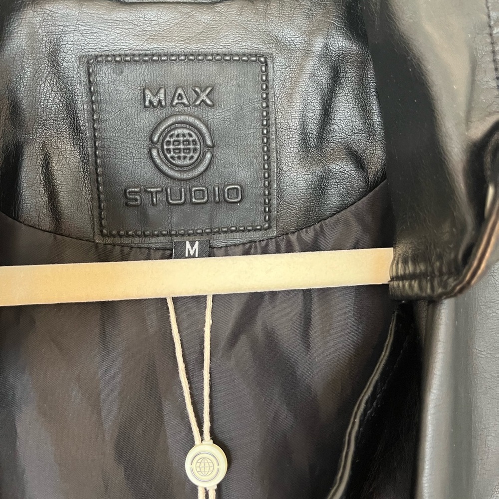 Max Studio Faux Black Leather Jacket - Picture 3 of 7